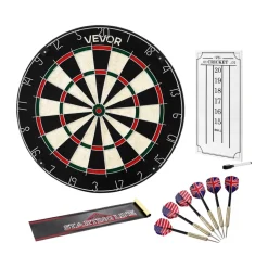 VEVOR Dartboard with 6 Darts & Scoring Kit, Self-Healing Sisal Fibers Dartboard with Staple-Free Bullseye & Rotating Number Ring, 17.7" Professional Steel Tip Dart Board Set for Home Party Game Rooms