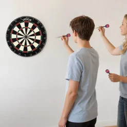 VEVOR Dartboard with 6 Darts & Scoring Kit, Self-Healing Sisal Fibers Dartboard with Staple-Free Bullseye & Rotating Number Ring, 17.7