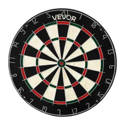 VEVOR Dartboard with 6 Darts & Scoring Kit, Self-Healing Sisal Fibers Dartboard with Staple-Free Bullseye & Rotating Number Ring, 17.7