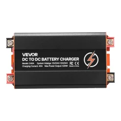 VEVOR DC to DC Battery Charger, 520W, 40A Alternator Charger, Fast DC-DC Charging for Portable Power Stations, Compatible with LiFePO4 Lead-Acid AGM GEL Batteries, 12V/24V-12V/24V, for RV Home Backup