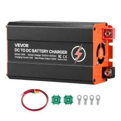 VEVOR DC to DC Battery Charger, 520W, 40A Alternator Charger, Fast DC-DC Charging for Portable Power Stations, Compatible with LiFePO4 Lead-Acid AGM GEL Batteries, 12V/24V-12V/24V, for RV Home Backup