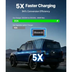 VEVOR DC to DC Charger with MPPT, 350W, 30A On-Board Battery Charger, Solar Panel/Alternator Dual Input, Smart Multi-Stage Charging for LiFePO4 Lead-Acid Batteries, 12V/24V-12V/24V, for RV Home Backup