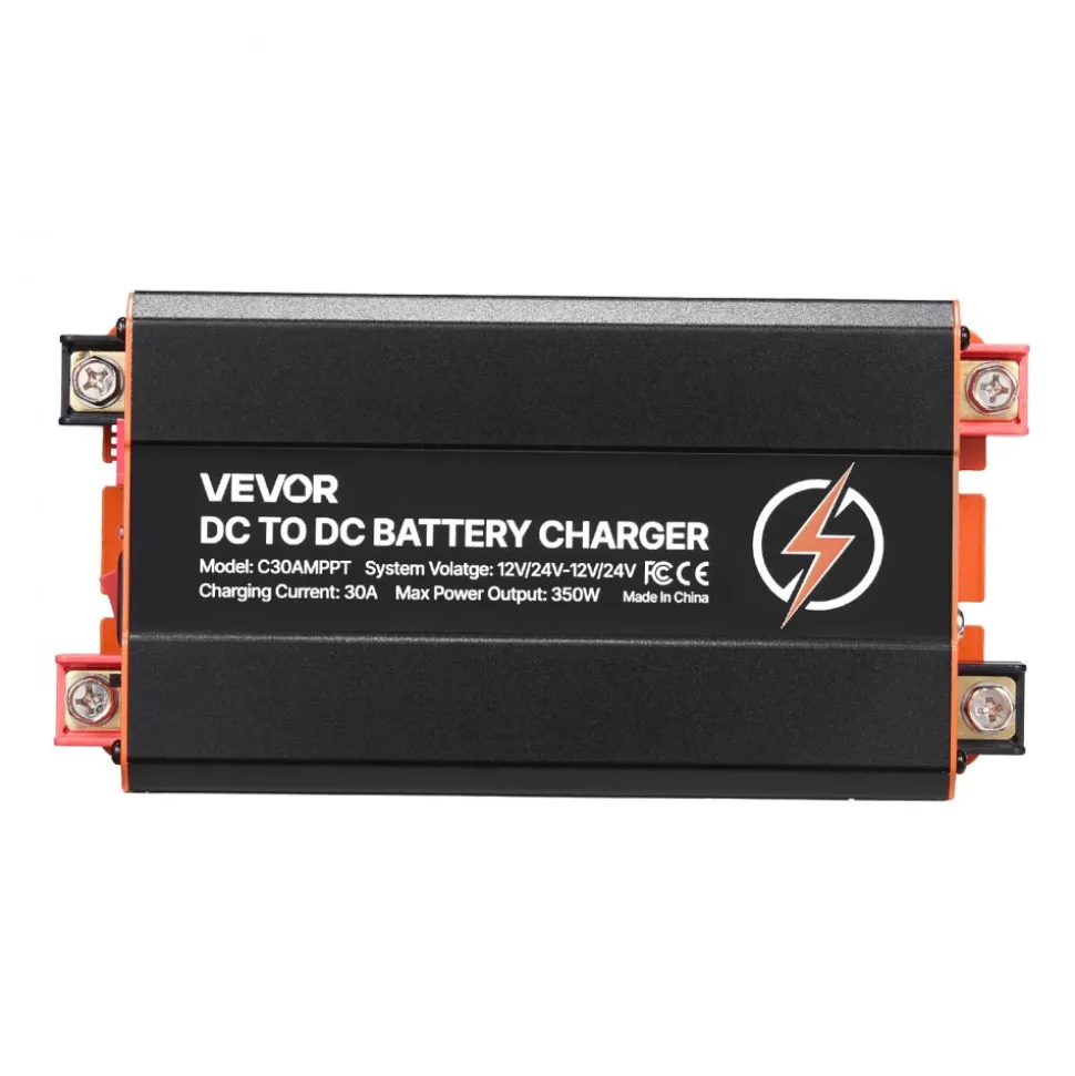 VEVOR DC to DC Charger with MPPT, 350W, 30A On-Board Battery Charger, Solar Panel/Alternator Dual Input, Smart Multi-Stage Charging for LiFePO4 Lead-Acid Batteries, 12V/24V-12V/24V, for RV Home Backup