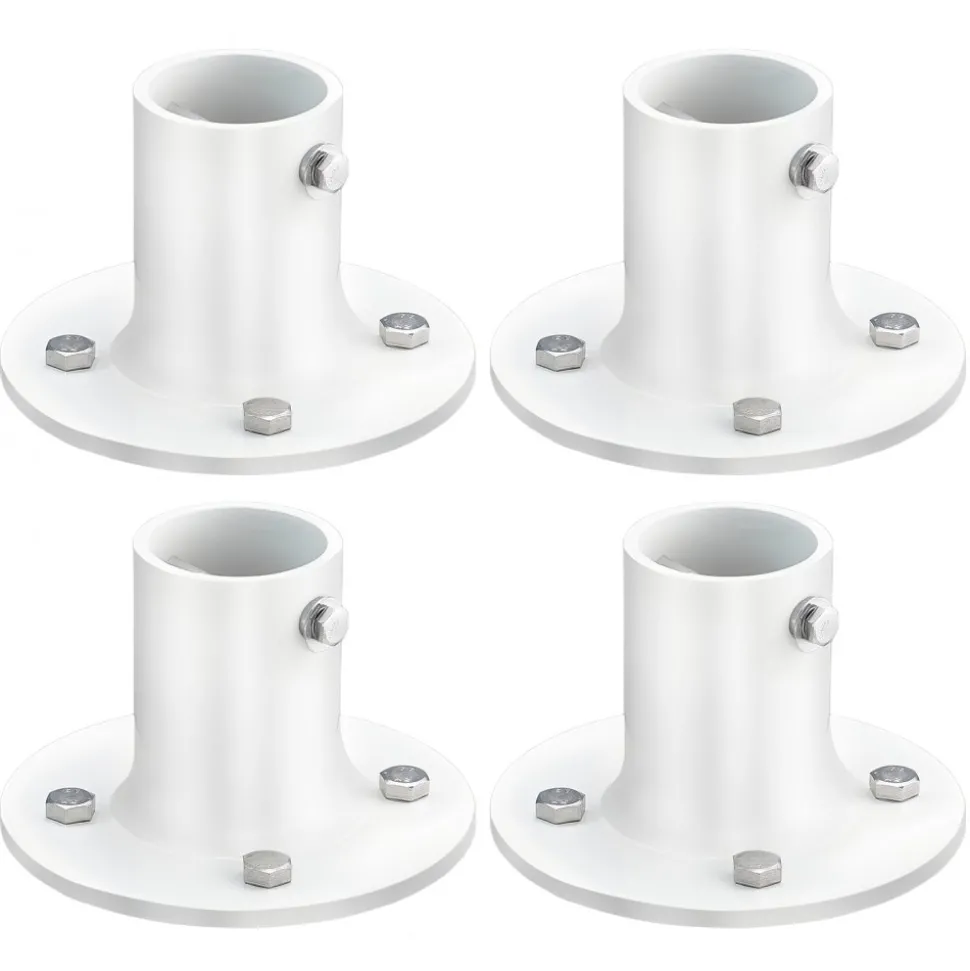 VEVOR Deck Anchor Flange 4 Pack, 1-7/8 in Pool Ladder Deck Mount, Handrail Anchor with Stainless Steel Mounting Hardware, Premium Aluminum Alloy Flange for Inground Swimming Pool Ladder, White