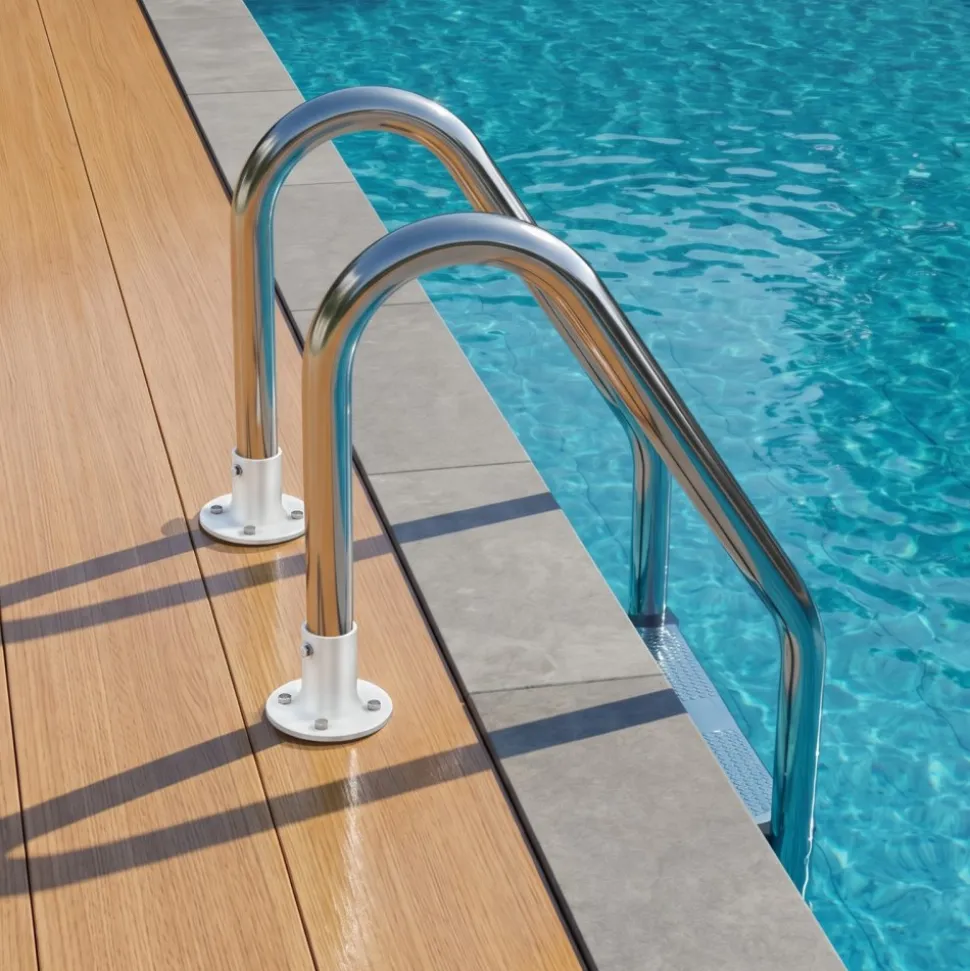 VEVOR Deck Anchor Flange 4 Pack, 1-7/8 in Pool Ladder Deck Mount, Handrail Anchor with Stainless Steel Mounting Hardware, Premium Aluminum Alloy Flange for Inground Swimming Pool Ladder, White