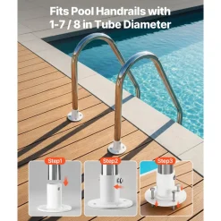 VEVOR Deck Anchor Flange 4 Pack, 1-7/8 in Pool Ladder Deck Mount, Handrail Anchor with Stainless Steel Mounting Hardware, Premium Aluminum Alloy Flange for Inground Swimming Pool Ladder, White