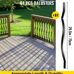 VEVOR Deck Balusters, 61 Pack Metal Deck Spindles, 29.5