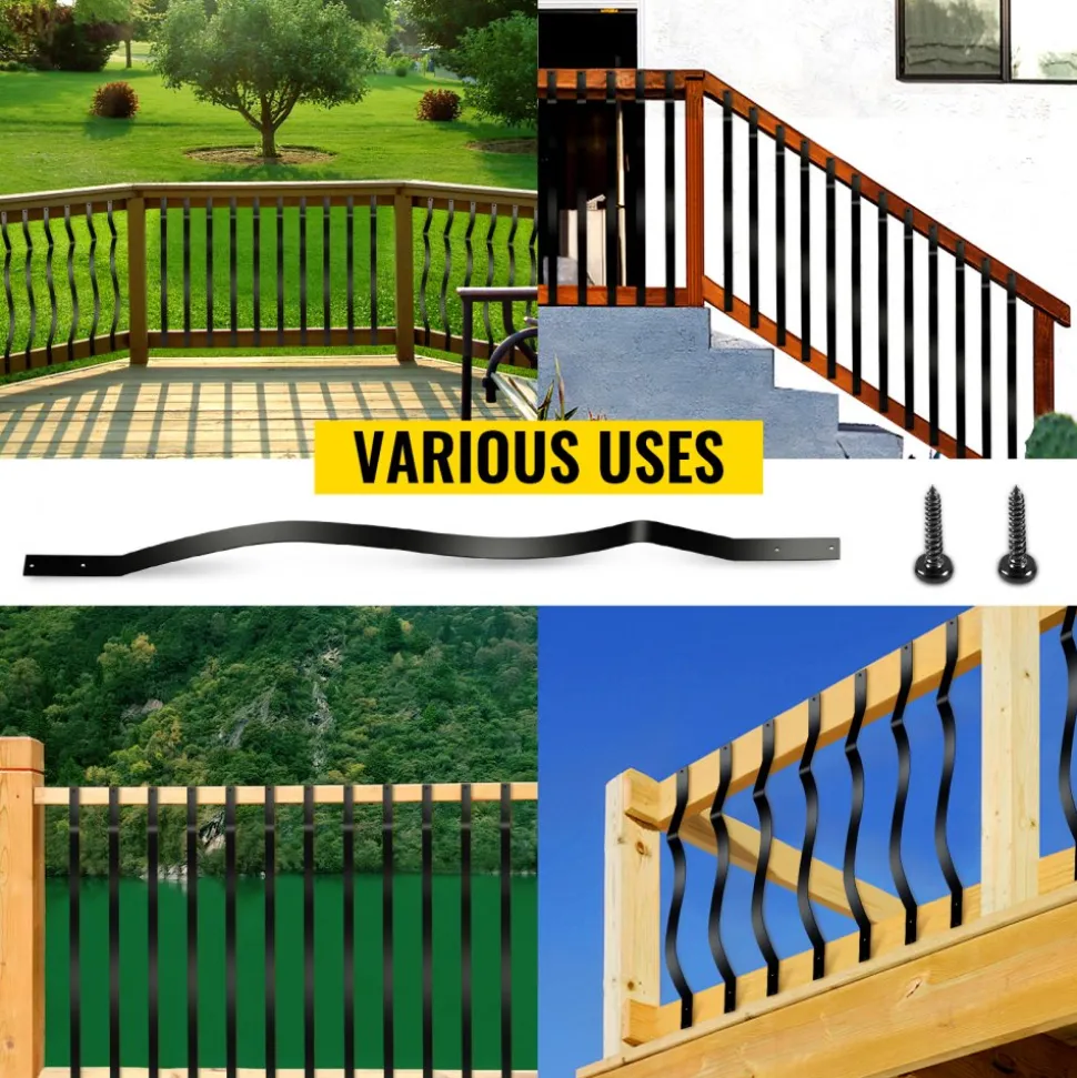 VEVOR Deck Balusters, 61 Pack Metal Deck Spindles, 29.5"x1" Staircase Baluster with Screws, Aluminum Alloy Deck Railing for Wood and Composite Deck, Stylish Baluster for Outdoor Stair Deck Porch