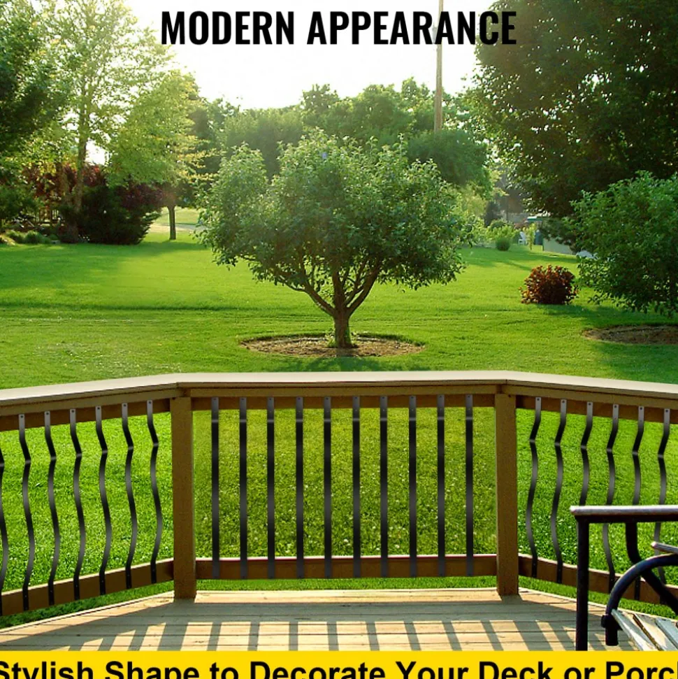 VEVOR Deck Balusters, 51 Pack Metal Deck Spindles, 32.25"x1" Staircase Baluster with Screws, Iron Deck Railing for Wood and Composite Deck, Stylish Baluster for Outdoor Stair Deck Porch