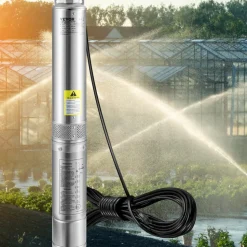 VEVOR Deep Well Submersible Pump, 3HP 230V/60Hz, 37GPM 640 ft Head, with 33 ft Cord & External Control Box, 4 inch Stainless Steel Water Pumps for Industrial, Irrigation and Home Use, IP68 Waterproof