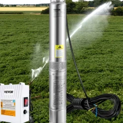 VEVOR Deep Well Submersible Pump, 2HP 230V/60Hz, 37GPM 427 ft Head, with 33 ft Cord & External Control Box, 4 inch Stainless Steel Water Pumps for Industrial, Irrigation and Home Use, IP68 Waterproof
