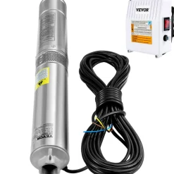 VEVOR Deep Well Submersible Pump, 2HP 230V/60Hz, 37GPM 427 ft Head, with 33 ft Cord & External Control Box, 4 inch Stainless Steel Water Pumps for Industrial, Irrigation and Home Use, IP68 Waterproof