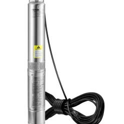 VEVOR Deep Well Submersible Pump, 3HP/2200W 230V/60Hz, 37GPM Flow 640 ft Head, with 33 ft Electric Cord, 4 inch Stainless Steel Water Pumps for Industrial, Irrigation & Home Use, IP68 Waterproof Grade