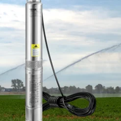 VEVOR Deep Well Submersible Pump, 1HP 230V/60Hz, 37gpm Flow 207ft Head, with 33ft Electric Cord, 4