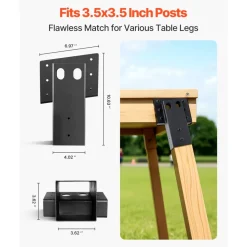 VEVOR Deer Blind Brackets, Outdoor 3.6x3.6 Platform Bracket, Fit 3.5x3.5 In / 88.9x88.9 mm Lumber, 2204lbs/1000kg Capacity Steel Elevator Brackets for Deer Stand, Hunting Blinds, Shooting Shack, 4 Pcs