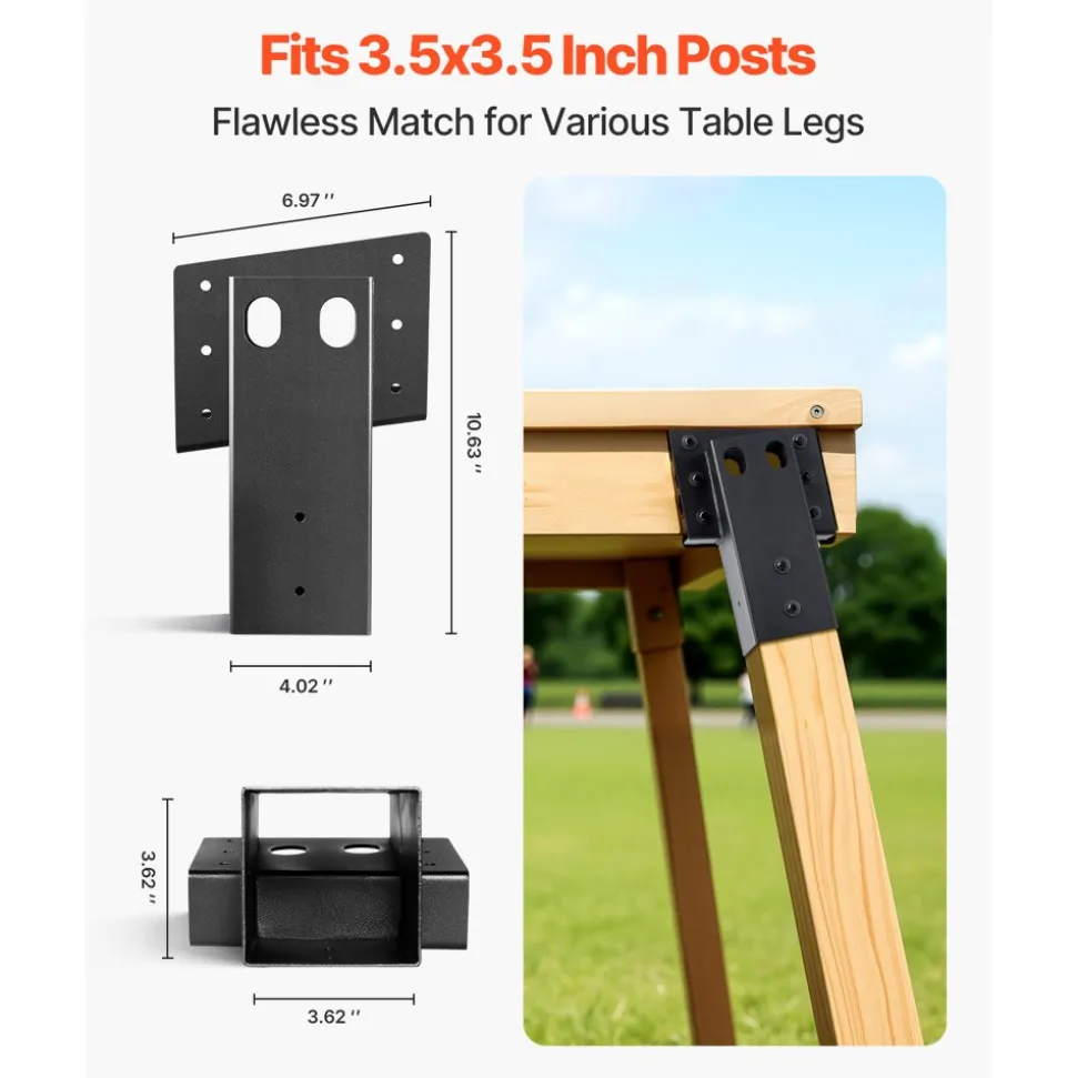 VEVOR Deer Blind Brackets, Outdoor 3.6x3.6 Platform Bracket, Fit 3.5x3.5 In / 88.9x88.9 mm Lumber, 2204lbs/1000kg Capacity Steel Elevator Brackets for Deer Stand, Hunting Blinds, Shooting Shack, 4 Pcs