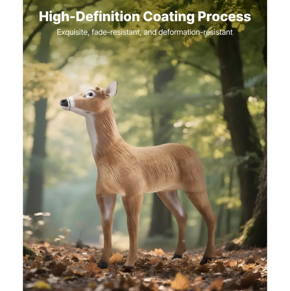 VEVOR Deer Decoy, Outdoor Deer Decoys for Hunting, Realistic Durable HDPE Doe Hunting Decoy, Foldable Legs for Easy to Carry and Use, for Garden Yard Decoration, 1-Pack