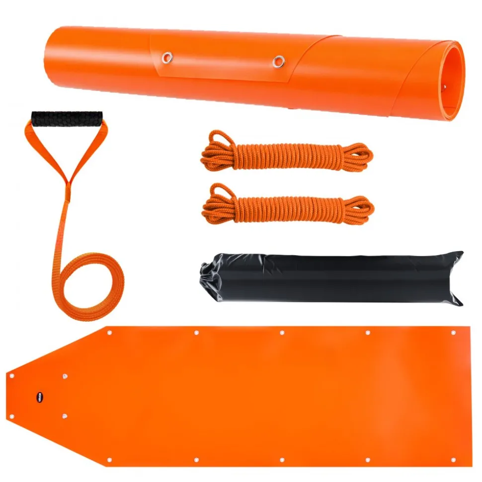 VEVOR Deer Drag Sled, 72.8 x 22.8 in, 550lbs Heavy Duty Yard Utility Sled, Tear-Resistant PE Drag Glider Mat with Ropes & Handle, Thickened Game Hauler for Firewood Ice Fishing Hauling Hunting