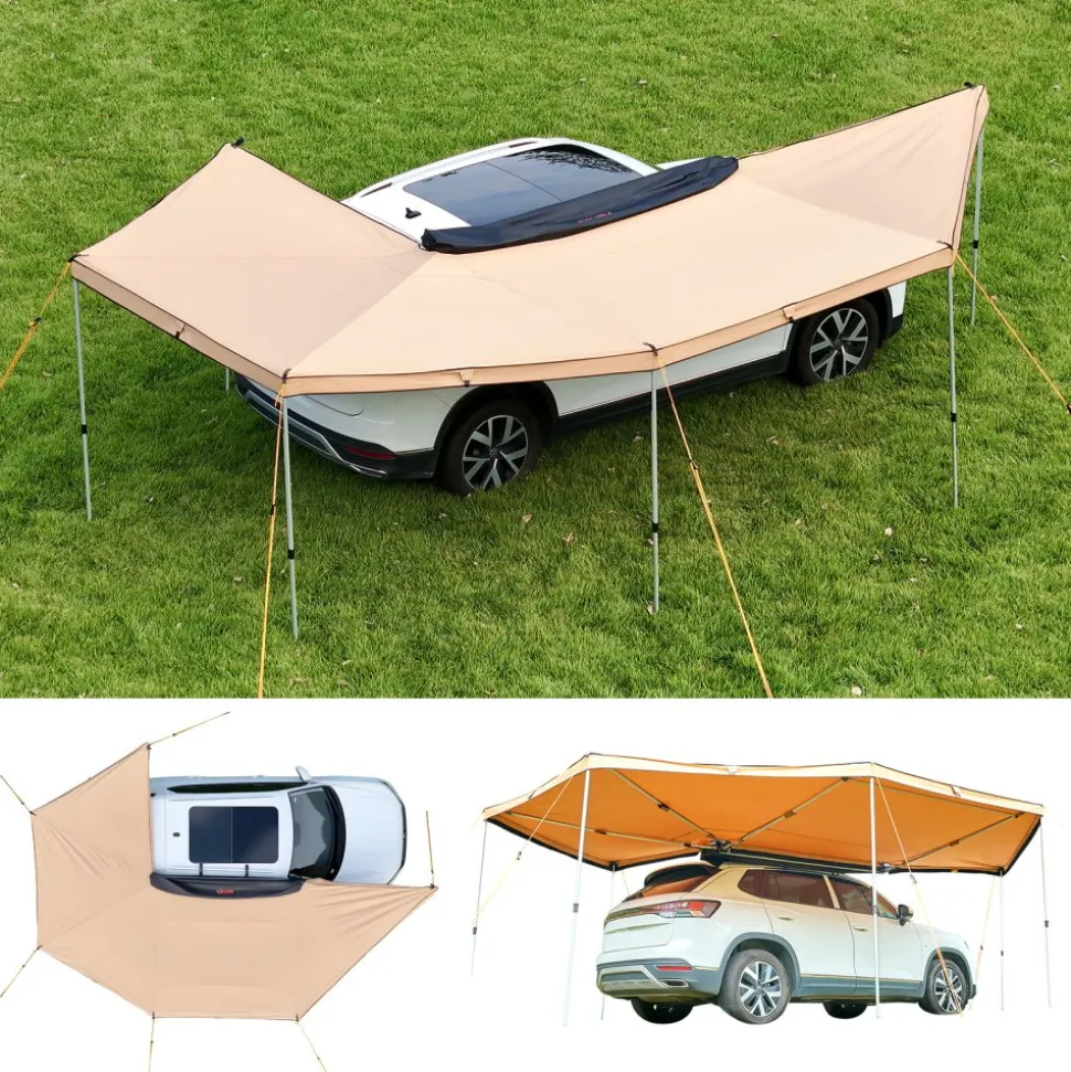 VEVOR 270 Degree Awning, 133 sq.ft Passenger Side Vehicle Awning, Waterproof UV50+ Car Side Awnings with Carry Bag, All-Weather Free-Standing Overland Awnings Car Shelter for SUV Van Truck Camping