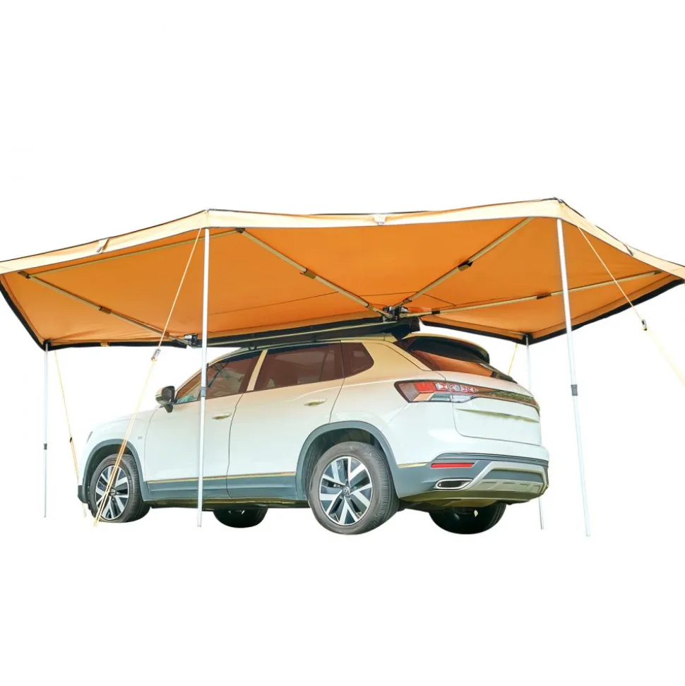 VEVOR 270 Degree Awning with Bulit-in LED Lights, 133 sq.ft Driver Side Vehicle Awning, Waterproof UV50+ Car Side Awnings, All-Weather Free-Standing Overland Awnings Car Shelter for SUV Truck Camping