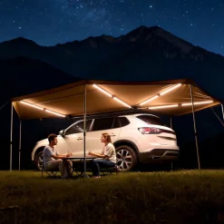 VEVOR 270 Degree Awning with Bulit-in LED Lights, 133 sq.ft Driver Side Vehicle Awning, Waterproof UV50+ Car Side Awnings, All-Weather Free-Standing Overland Awnings Car Shelter for SUV Truck Camping