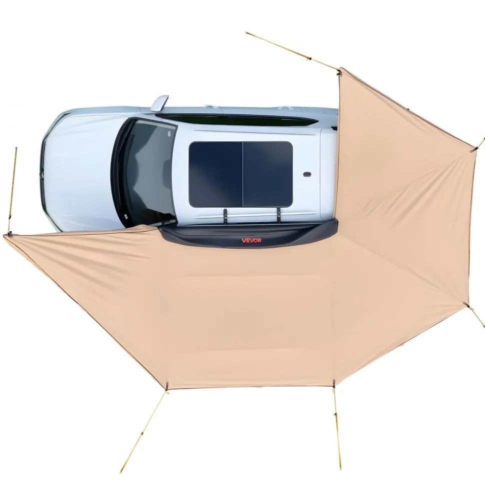 VEVOR 270 Degree Awning with Bulit-in LED Lights, 133 sq.ft Driver Side Vehicle Awning, Waterproof UV50+ Car Side Awnings, All-Weather Free-Standing Overland Awnings Car Shelter for SUV Truck Camping