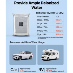 VEVOR Deionized Resin Filter Refill for Spotless Car Wash System, 5L Mixed-Bed DI Resin Filter Cartridge Refill - Compatible with Refillable Deionized Water System for Cars RVs Boats