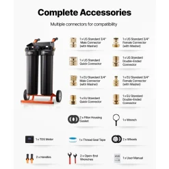 VEVOR Deionized Water System for Car Wash, Spotless Car Wash Water System with 2 x 4L DI Resin, TDS Meter & Bypass Valve, Spot-Free Deionized Water Filter for Cars RVs Motorcycles Windows