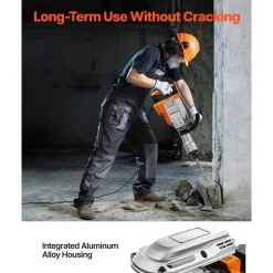 VEVOR Demolition Jack Hammer, 3500W Jack Hammer Concrete Breaker, 2pcs Chisel with Gloves & 360°C Swiveling Front Handle for Trenching, 1900 BPM Heavy Duty Electric Jack Hammer, Black
