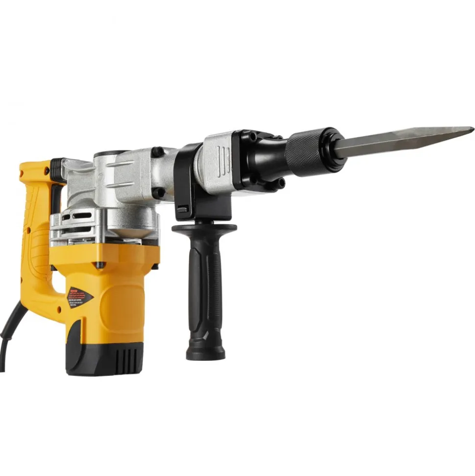 VEVOR Demolition Jack Hammer, 1400W Electric Jackhammer Heavy Duty, 2900 BPM Jack Hammer Concrete Breaker, with 1 Point Chisel, 1 Flat Chisel, Storage Case, Gloves and Goggles, for Demolition