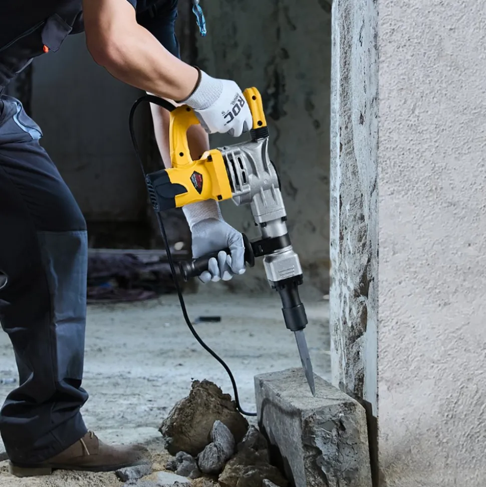 VEVOR Demolition Jack Hammer, 1400W Electric Jackhammer Heavy Duty, 2900 BPM Jack Hammer Concrete Breaker, with 1 Point Chisel, 1 Flat Chisel, Storage Case, Gloves and Goggles, for Demolition
