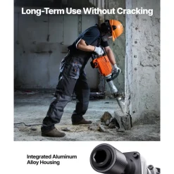 VEVOR Demolition Jack Hammer, 2100 W Powerful Electric Jackhammer, 1650 BPM Concrete Breaker with 2 Point Chisels, 2 Flat Chisels, Hand Trolley, Gloves, for Concrete, Wall, Brick, Tile and Foundation