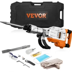 VEVOR Demolition Jack Hammer, 3500W Jack Hammer Concrete Breaker, 1900 BPM Heavy Duty Electric Jack Hammer, 2pcs Chisel with Gloves & 360° Swiveling Front Handle for Trenching and Breaking Holes