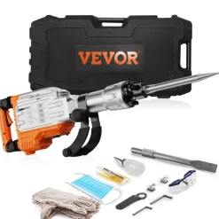 VEVOR Demolition Jack Hammer, 3500W Jack Hammer Concrete Breaker, 1900 BPM Heavy Duty Electric Jack Hammer, 2pcs Chisel with Gloves & 360° Swiveling Front Handle for Trenching and Breaking Holes