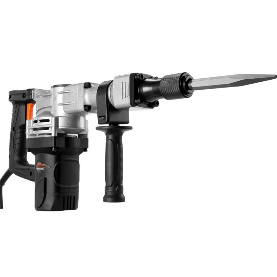 VEVOR Demolition Jack Hammer, 1400W Electric Jackhammer Heavy Duty, 2pcs Chisels Bits Chipping with Case, 2900 BPM Concrete Breaker, Gloves Black