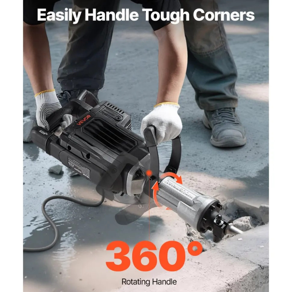 VEVOR Demolition Jack Hammer, 3000 W Powerful Electric Jackhammer, 1700 BPM Concrete Breaker with a Point Chisel, Carrying Case, Gloves, Goggles, for Concrete, Wall, Brick, Tile and Foundation