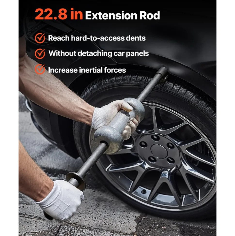 VEVOR Dent Puller Kit, 10 lbs 13-in-1 Slide Hammer Dent Removal Kit, Heavy-Duty Auto Body Truck Repair Automotive Damage Remover Tool Repair Frame with Carrying Case, Extension Rod, Non-Slip Handle