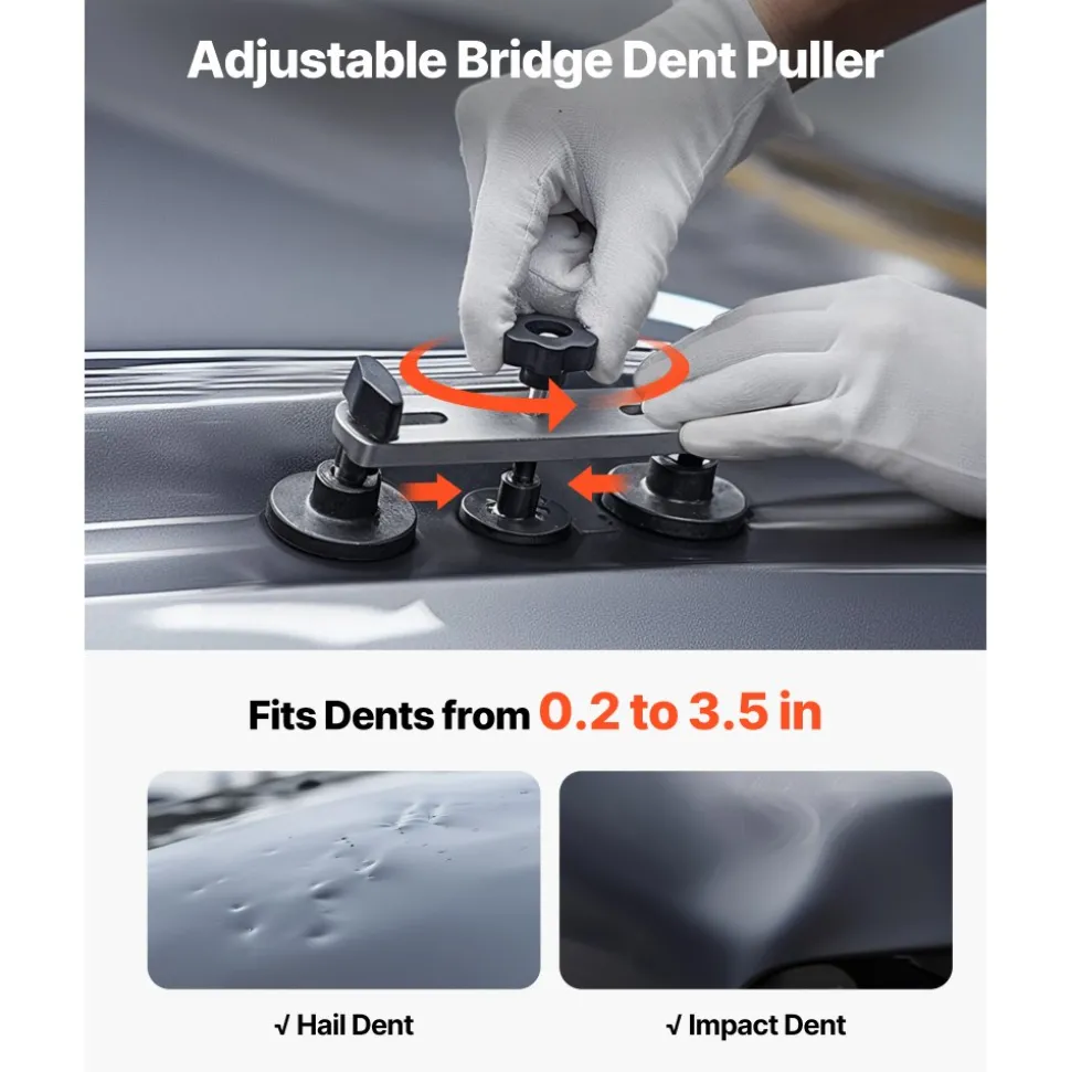 VEVOR Dent Puller Kit, 60 PCS Paintless Dent Removal Kit with Golden Lifter, Bridge Puller, Rubber Hammer, Glue Gun, Auto Body Hail Damage Repair Remover Tools for Car Refrigerator Door Ding Repair