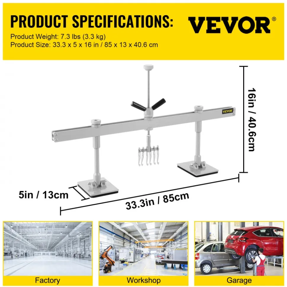 VEVOR Dent Pull Lever Bar Kit Fit for Both Aluminum and Steel Dent Pulling (33INCH/850MM)