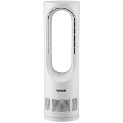 VEVOR Desk Fan Bladeless, 17 inch Office Table Fan Small Quite, 5 Speeds Adjustment, 0-9H Timer, 60-Degree Oscillation, Touch Control, Easy to Clean, Portable for Office, Living Room, Bedroom