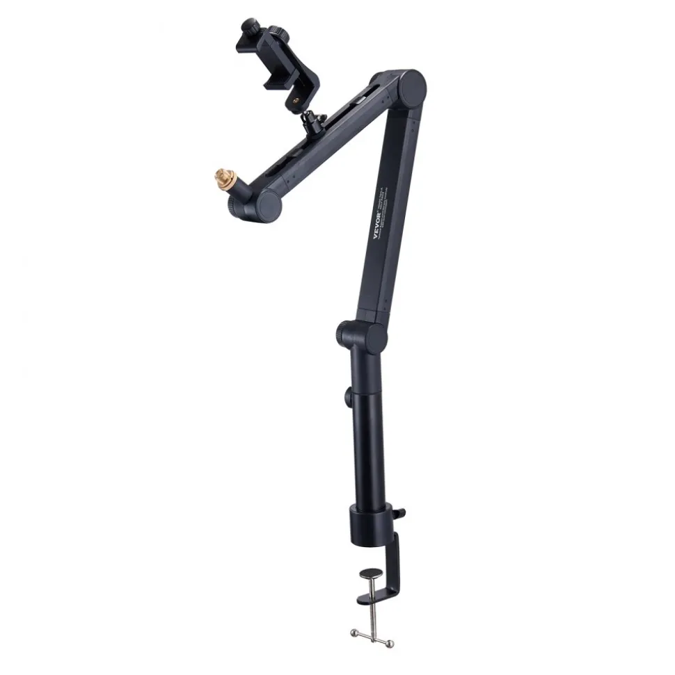 VEVOR Desk-Mounted Microphone Arm, Flexible 360° Rotation, Adjustable Stand with Universal 3/8" to 5/8" Adapter and Headphone Holder, Compatible with Blue Yeti, Hyperx Quadcast, and More