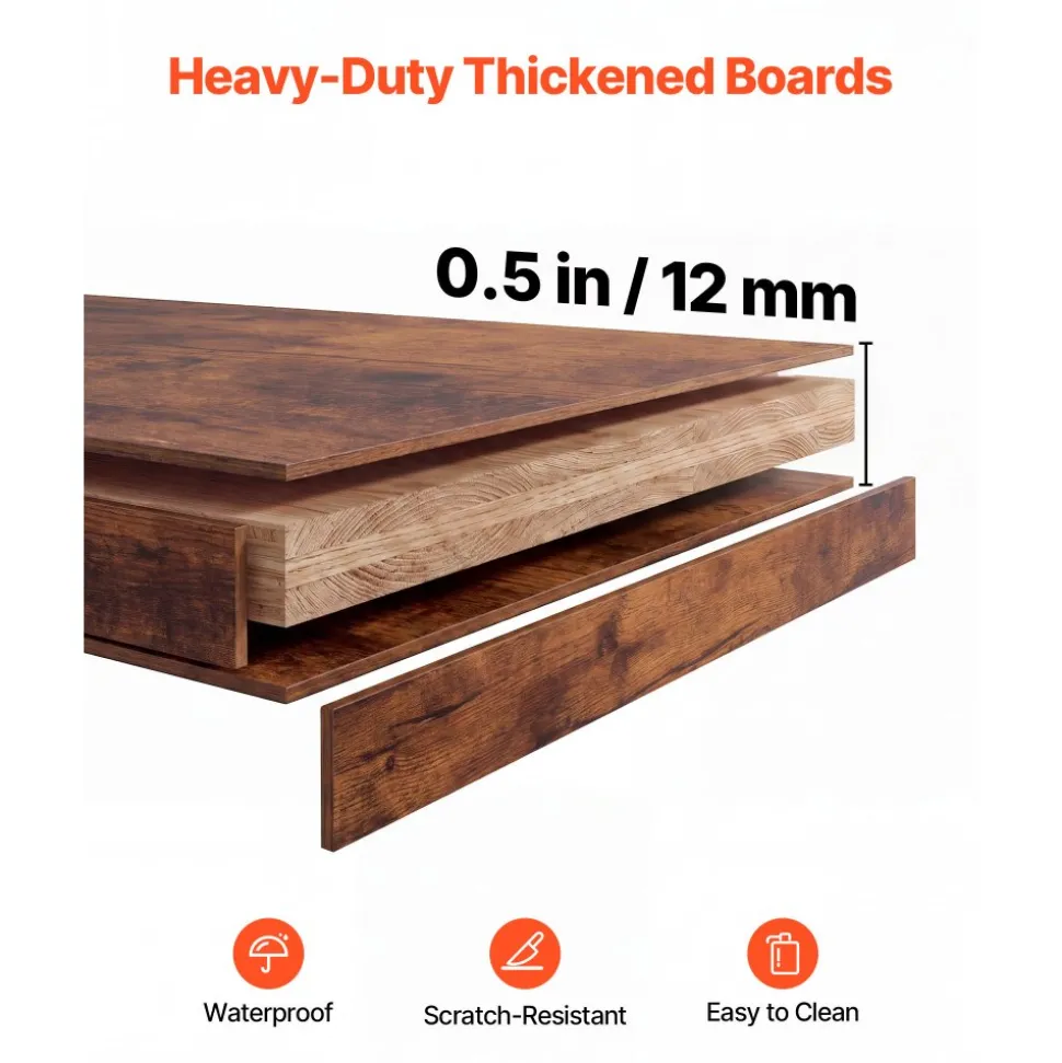 VEVOR Desktop Bookshelf 4-Tier Countertop Storage Hutch for Computer Desk, Metal Frame and Wooden Shelf, with Non-Slip Feet Pads, Multipurpose Desk Hutch Storage Organizer for Dorm, Home, and Office