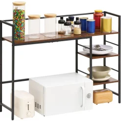 VEVOR Desktop Bookshelf 4-Tier Countertop Storage Hutch for Computer Desk, Metal Frame and Wooden Shelf, with Non-Slip Feet Pads, Multipurpose Desk Hutch Storage Organizer for Dorm, Home, and Office