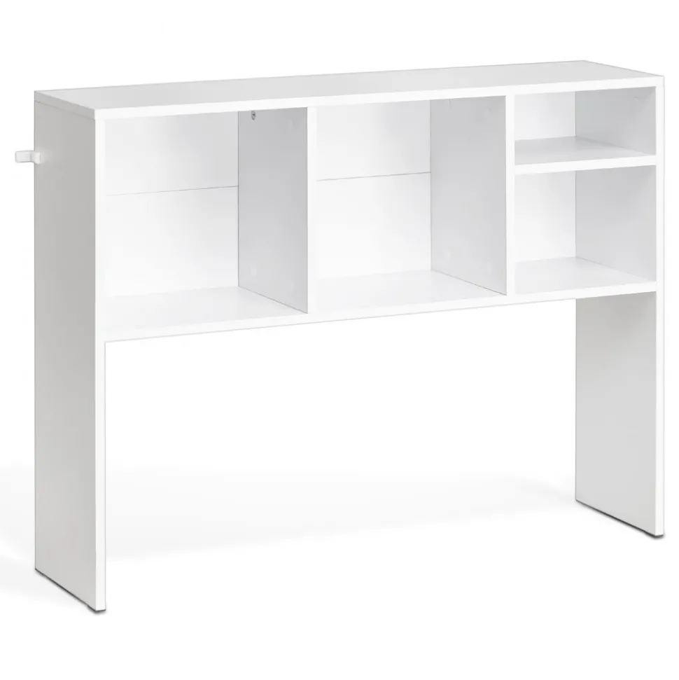 VEVOR Desktop Bookshelf, 1-Tier Desktop Storage Organizer, 37" x 9.4" x 28.7" Office Storage Rack Wood Display Shelf, Desktop Bookshelf Hutch with Anti-Slip Feet Pads, for Office, Home & Dorm, White