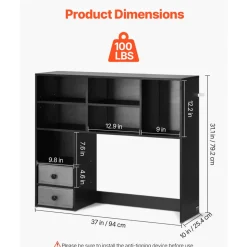 VEVOR Desktop Bookshelf, 3-Tier Desktop Storage Organizer, 37
