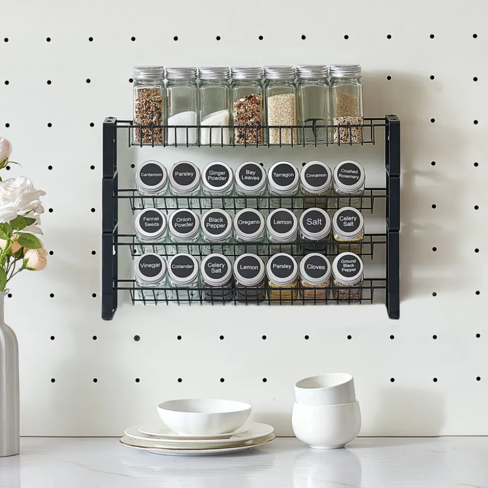 VEVOR Detachable Spice Rack Organizer for Cabinet, 4 Tie Stackable Seasoning Organizer, Spice Jars Kitchen Storage for Countertop Kitchen Pantry Cupboard, 15.8x10.7 in