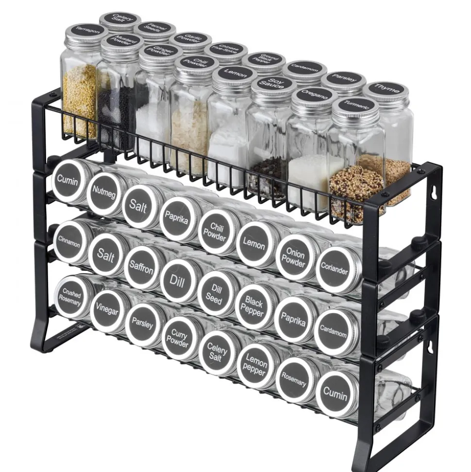 VEVOR Detachable Spice Rack Organizer for Cabinet, 4 Tie Stackable Seasoning Organizer, Spice Jars Kitchen Storage for Countertop Kitchen Pantry Cupboard, 15.8x10.7 in
