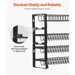 VEVOR Detachable Spice Rack Organizer for Cabinet, 4 Tie Stackable Seasoning Organizer, Spice Jars Kitchen Storage for Countertop Kitchen Pantry Cupboard, 15.8x10.7 in