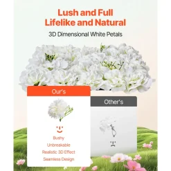 VEVOR 3D Flower Wall Panel, 24 PCS 15 x 15 inch, Artificial Floral Wall Background Mesh Backing Mat,Seamless Design&Easy Installation for Wedding Valentines Day Home Baby Party Backdrop Decor,White