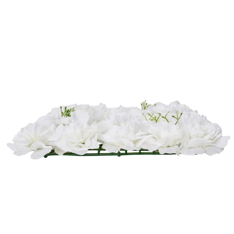 VEVOR 3D Flower Wall Panel, 24 PCS 15 x 15 inch, Artificial Floral Wall Background Mesh Backing Mat,Seamless Design&Easy Installation for Wedding Valentines Day Home Baby Party Backdrop Decor,White